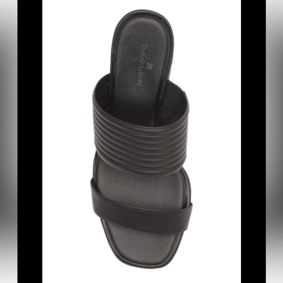 NWOT Caslon Lamia Leather Open Toe Block Heel Sandals – Black - 9 - Picture 2 of 8